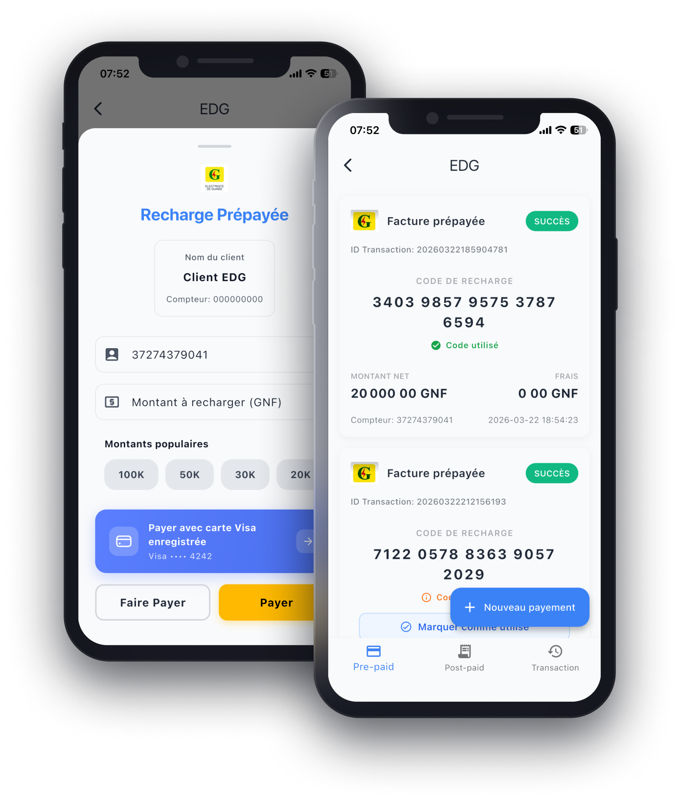 Interface de paiement d'électricité Donipay